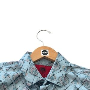 Movie and Tv Show Clothes S small platini jeans western turquoise mens LS button